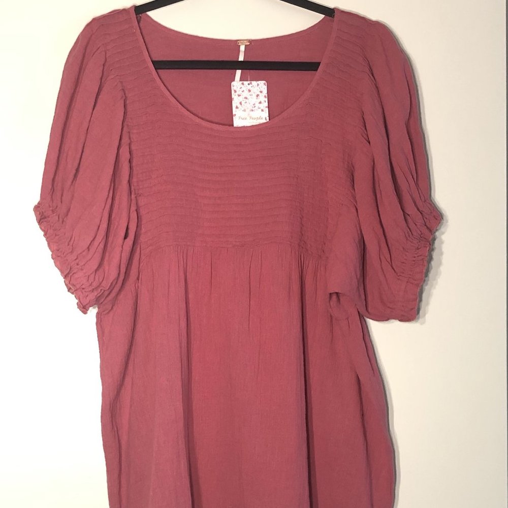 Free People Pink Short Cotton Casual Dress Size M